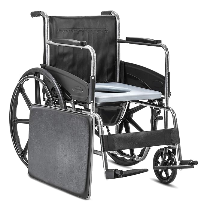 2 in 1 foldable commode wheelchair